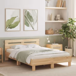 vidaXL Cadre de lit avec LED sans matelas chêne sonoma 120x200 cm - 120 x 200 cm
