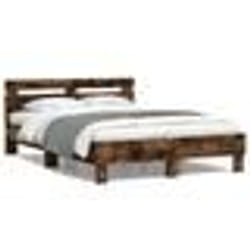 vidaXL Cadre de lit avec LED sans matelas chêne fumé 120x200 cm - 120 x 200 cm