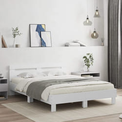 Cadre de lit avec tête de lit et led blanc 140x190 cm