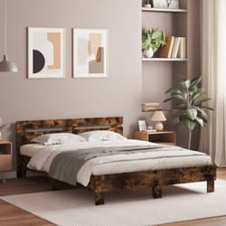 Vidaxl - Cadre de lit avec tête de lit et led chêne fumé 140x190 cm