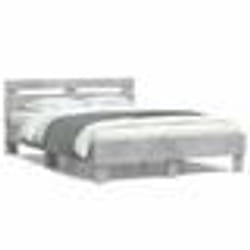 vidaXL Cadre de lit avec LED sans matelas gris béton 135x190 cm - 135 x 190 cm
