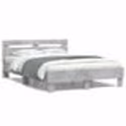 vidaXL Cadre de Lit avec Tête de Lit et LED Lit Double avec Sommier à Lattes Lit Adulte de Chambre Gris Béton 120x190 cm 3207 ...
