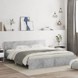 vidaXL Cadre de lit avec LED sans matelas gris béton 200x200 cm