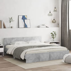 vidaXL Cadre de Lit avec Tête de Lit et LED Lit Double avec Sommier à Lattes Lit Adulte Meuble de Chambre Moderne Gris 3207591