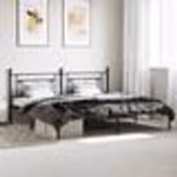 vidaXL Cadre de lit métal sans matelas avec tête de lit noir 200x200cm - 200 x 200 cm