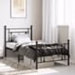 vidaXL Cadre de lit métal sans matelas avec pied de lit noir 90x190 cm - 90 x 190 cm