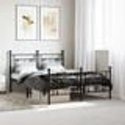 vidaXL Cadre de lit métal sans matelas avec pied de lit noir 135x190cm - 135 x 190 cm