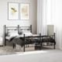 vidaXL Cadre de lit métal sans matelas avec pied de lit noir 140x190cm - 140 x 190 cm