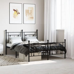 Cadre de lit métal sans matelas avec pied de lit noir 140x200cm Vidaxl