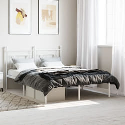 Vidaxl - Cadre de lit métal avec tête de lit blanc 140x190 cm