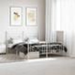 vidaXL Cadre de lit métal sans matelas et pied de lit blanc 160x200 cm - 160 x 200 cm