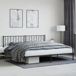 Cadre De Lit Métal Sans Matelas Avec Tête De Lit Noir 200x200cm Vidaxl