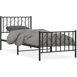 vidaXL Cadre de lit métal avec tête de lit/pied de lit noir 90x190 cm