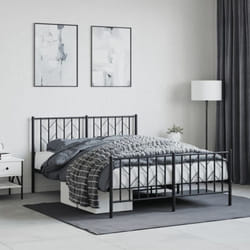 vidaXL Cadre de lit métal sans matelas avec pied de lit noir 135x190cm - 135 x 190 cm