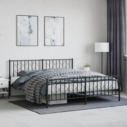 Cadre De Lit Métal Sans Matelas Avec Pied De Lit Noir 183x213cm Vidaxl
