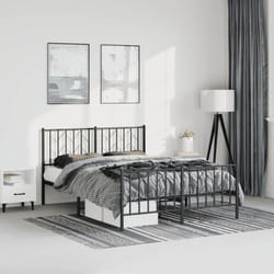 Cadre De Lit Métal Sans Matelas Avec Pied De Lit Noir 193x203cm Vidaxl