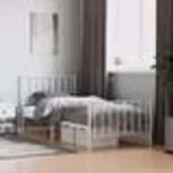 vidaXL Cadre de lit métal sans matelas avec pied de lit blanc 90x200cm - 90 x 200 cm