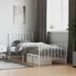 vidaXL Cadre de lit métal sans matelas avec pied de lit blanc 90x200cm - 90 x 200 cm