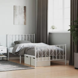 vidaXL Cadre de lit métal sans matelas et pied de lit blanc 100x190 cm