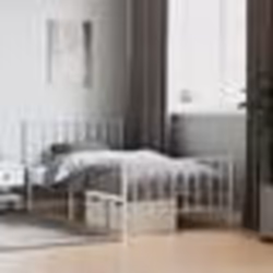 vidaXL Cadre de lit métal sans matelas et pied de lit blanc 100x200 cm - 100 x 200 cm