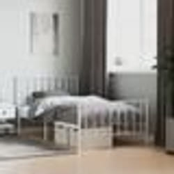 vidaXL Cadre de lit métal sans matelas et pied de lit blanc 100x200 cm - 100 x 200 cm