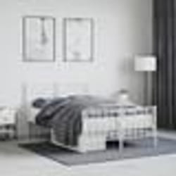 vidaXL Cadre de lit métal sans matelas et pied de lit blanc 120x200 cm - 120 x 200 cm