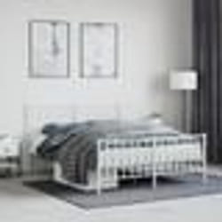 vidaXL Cadre de lit métal sans matelas et pied de lit blanc 135x190 cm - 135 x 190 cm