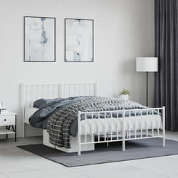 Vidaxl - Cadre de lit métal sans matelas et pied de lit blanc 140x190 cm