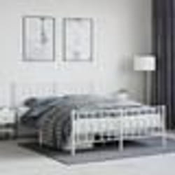 vidaXL Cadre de lit métal sans matelas et pied de lit blanc 150x200 cm - 150 x 200 cm