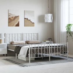 Cadre De Lit Métal Sans Matelas Et Pied De Lit Blanc 193x203 Cm Vidaxl