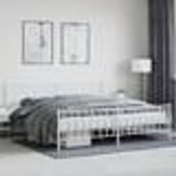 vidaXL Cadre de lit métal sans matelas et pied de lit blanc 200x200 cm - 200 x 200 cm