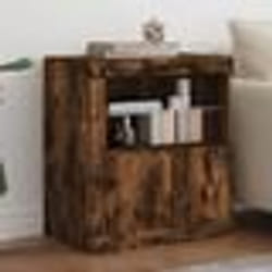 vidaXL Buffet avec lumières LED chêne fumé 60,5x37x67 cm