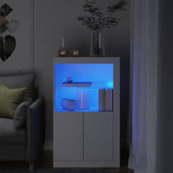 Armoire latérale avec éclairage led blanc bois d'ingénierie - Vidaxl