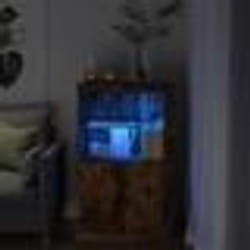vidaXL Armoire latérale avec lumières LED chêne fumé bois d'ingénierie