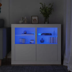 Armoires latérales éclairage led 2 pcs blanc bois d'ingénierie Vidaxl