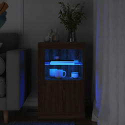 Armoire latérale avec lumières led chêne marron bois ingénierie Vidaxl