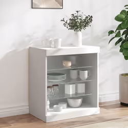 vidaXL Buffet avec lumières LED blanc 60,5x37x67 cm