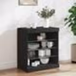 vidaXL Buffet avec lumières LED noir 60,5x37x67 cm