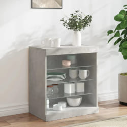 vidaXL Buffet avec lumières LED gris béton 60,5x37x67 cm
