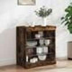 vidaXL Buffet avec lumières LED chêne fumé 60,5x37x67 cm