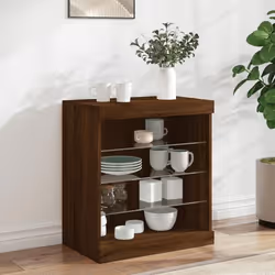 vidaXL Buffet avec lumières LED chêne marron 60,5x37x67 cm