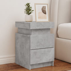 Tables de chevet avec lumières led 2 pcs gris béton 35x39x55 cm Vidaxl