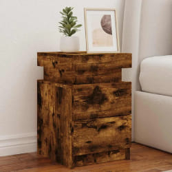 vidaXL Table de chevet LED - Chêne fumé 35x39x55 cm