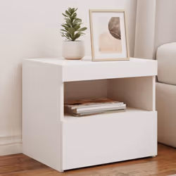 Décorez votre chambre à coucher avec cette table de chevet moderne avec lumières LED, elle s'harmonise facilement avec les me ...
