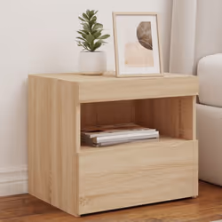 Décorez votre chambre à coucher avec cette table de chevet moderne avec lumières LED, elle s'harmonise facilement avec les me ...