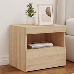 Table de chevet avec lumières led chêne sonoma 50x40x45 cm