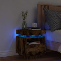 Vidaxl - Armoire de chevet avec lumières led chêne fumé 40x39x48,5 cm