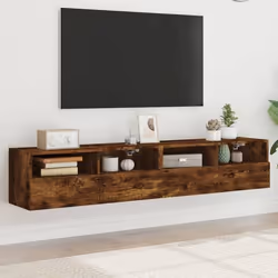 vidaXL Meubles TV muraux 2 pcs chêne fumé 80x30x30cm bois d'ingénierie