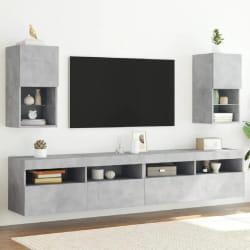 vidaXL Meubles TV avec lumières LED 2 pcs gris béton 30,5x30x60 cm