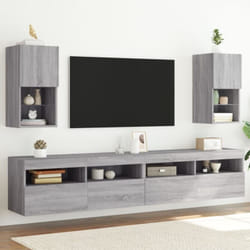 Vidaxl - Meubles tv avec lumières led 2 pcs sonoma gris 30,5x30x60 cm